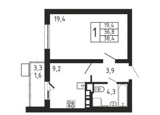 Продается 1-комнатная квартира, 38.4 м2, Московская область