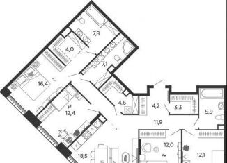 Продам 4-комнатную квартиру, 120.2 м2, Москва, 2-я очередь, к6.1, Даниловский район