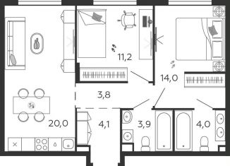 Продажа 2-ком. квартиры, 61 м2, Москва, улица Петра Кончаловского, 7к3, станция ЗИЛ