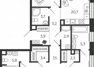 Продаю 4-ком. квартиру, 119.4 м2, Москва, 2-я очередь, к1.2, метро Нагатинская