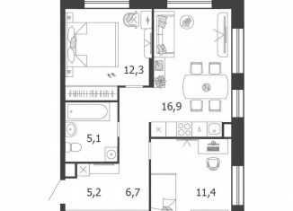 Продаю 2-комнатную квартиру, 59.5 м2, Москва, 3-я очередь, к6, станция ЗИЛ