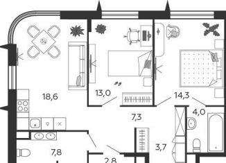 Продается 2-ком. квартира, 71.5 м2, Москва, 2-я очередь, к6.1, станция ЗИЛ