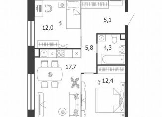 Продажа 2-ком. квартиры, 57.3 м2, Москва, Даниловский район, 3-я очередь, к7