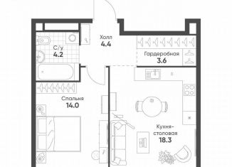 Продам 1-комнатную квартиру, 44.5 м2, Москва, метро Савеловская, Октябрьская улица, 103