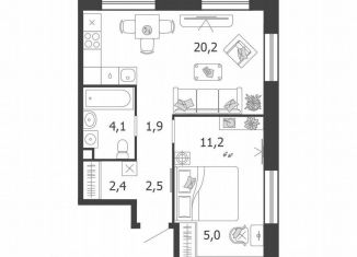 Продается 1-комнатная квартира, 47.3 м2, Москва, 3-я очередь, к6, ЖК Шагал