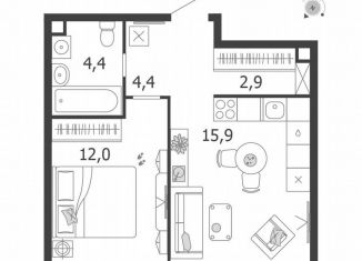 Продам однокомнатную квартиру, 39.6 м2, Москва, 3-я очередь, к6, ЖК Шагал