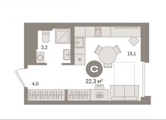 Продажа квартиры студии, 22.3 м2, Москва, жилой комплекс Квартал Герцена, к1, ЮАО