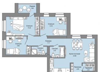 Продам трехкомнатную квартиру, 83 м2, Киров, Ленинский район, улица Дмитрия Козулева, 2к1