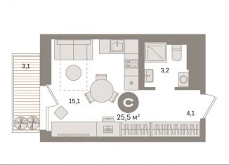 Квартира на продажу студия, 25.5 м2, Москва, жилой комплекс Квартал Герцена, к1