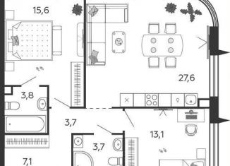 Продается 2-ком. квартира, 74.6 м2, Москва, 2-я очередь, к6.1, станция ЗИЛ