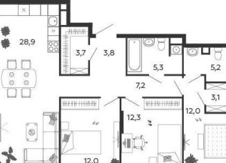 Продаю трехкомнатную квартиру, 93.5 м2, Москва, 2-я очередь, к4.1, Даниловский район