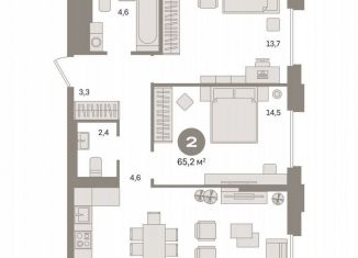 Продается двухкомнатная квартира, 65.2 м2, Москва, метро Домодедовская, жилой комплекс Квартал Герцена, к1