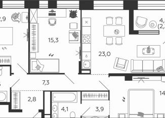 3-ком. квартира на продажу, 90.7 м2, Москва, улица Петра Кончаловского, 7к1, станция ЗИЛ