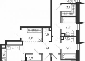 Продажа трехкомнатной квартиры, 98.5 м2, Москва, 2-я очередь, к7.1, Даниловский район