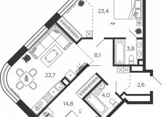 Продам 2-комнатную квартиру, 79.4 м2, Москва, 2-я очередь, к1.2, станция ЗИЛ