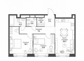 Продается 2-ком. квартира, 69.5 м2, Москва, метро Савеловская, Октябрьская улица, 103