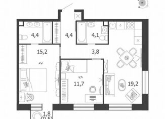 Продается двухкомнатная квартира, 63.3 м2, Москва, 3-я очередь, к6, станция ЗИЛ