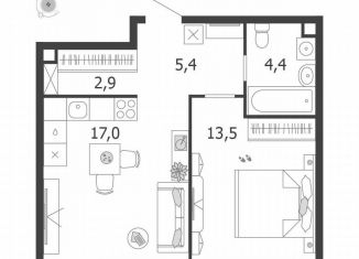 Продается однокомнатная квартира, 43.2 м2, Москва, 3-я очередь, к9, ЖК Шагал