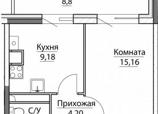 Продается 1-комнатная квартира, 40.9 м2, посёлок Красный Бор