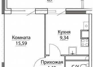 Продам однокомнатную квартиру, 41.6 м2, Ярославская область