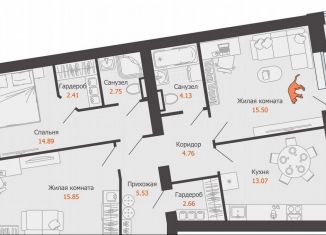 Продается трехкомнатная квартира, 86.4 м2, Киров, улица Дмитрия Козулева, 8