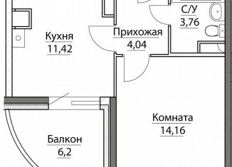 Продам 1-комнатную квартиру, 39.7 м2, посёлок Красный Бор