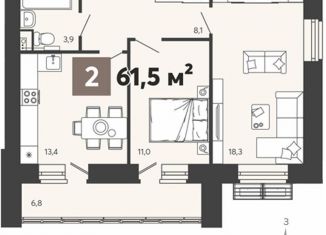 Продаю двухкомнатную квартиру, 61.5 м2, Пензенская область