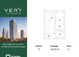 Продажа двухкомнатной квартиры, 44.8 м2, Москва, Ботаническая улица, 29к1, метро Петровско-Разумовская