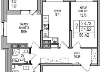 Продажа 2-ком. квартиры, 55.7 м2, посёлок Парголово, Толубеевский проезд, 32