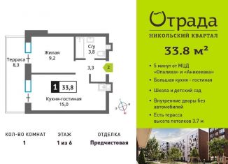 Однокомнатная квартира на продажу, 33.8 м2, Красногорск, жилой комплекс Никольский Квартал Отрада, к10