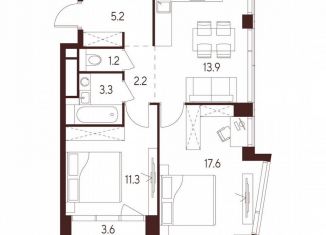 Продам 2-ком. квартиру, 56.5 м2, Москва, станция Зорге