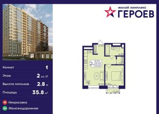 Продам 1-комнатную квартиру, 35.8 м2, Балашиха, ЖК Героев