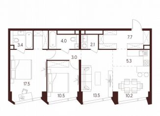 Продаю двухкомнатную квартиру, 77.2 м2, Москва, станция Зорге