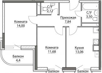 Продаю 2-комнатную квартиру, 58.4 м2, посёлок Красный Бор