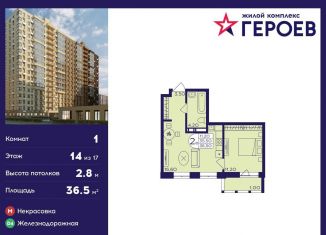 Продам 1-ком. квартиру, 36.5 м2, Балашиха