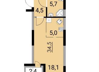 Продается квартира студия, 34 м2, Уфа, Калининский район