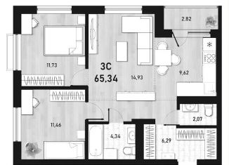 Продам трехкомнатную квартиру, 65.3 м2, Новосибирск, метро Студенческая, Пермская улица, 12к2