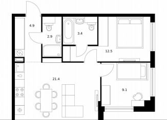 Продажа 2-ком. квартиры, 54.2 м2, Москва, район Кунцево, улица Ивана Франко, 20к2