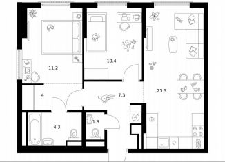 Продажа 2-ком. квартиры, 60 м2, Москва, район Москворечье-Сабурово, жилой комплекс Москворечье, 1.3