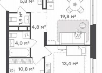 Продам 2-ком. квартиру, 63.7 м2, Уфа, улица Менделеева, 132к3