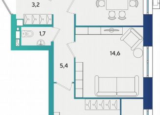 Продается двухкомнатная квартира, 60.5 м2, Татарстан