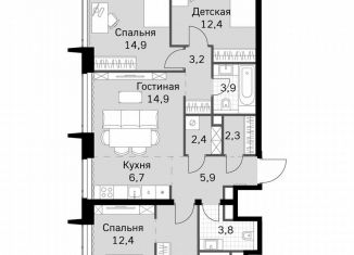 Продажа 3-ком. квартиры, 94.6 м2, Москва, САО