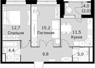 Продаю двухкомнатную квартиру, 58.6 м2, Москва, Строительный проезд, 9с9, район Покровское-Стрешнево