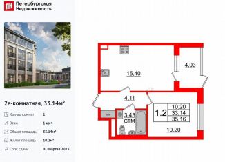 Продается однокомнатная квартира, 33.1 м2, Санкт-Петербург