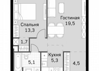 Продается однокомнатная квартира, 51.5 м2, Москва, метро Хорошёвская