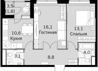 Продам двухкомнатную квартиру, 57.5 м2, Москва, Строительный проезд, 9с9, район Покровское-Стрешнево