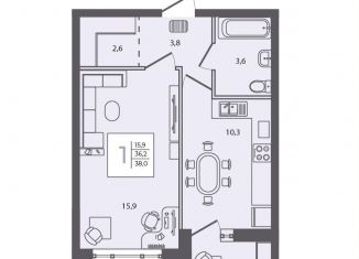 Продается 1-ком. квартира, 38 м2, посёлок Пригородный, Охотская улица, 11