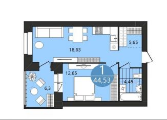 1-комнатная квартира на продажу, 44.5 м2, Ярославская область, 1-я Приволжская улица, 6А