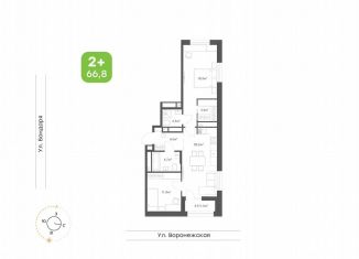 Продам 2-комнатную квартиру, 66.8 м2, Хабаровск, Воронежская улица, 171