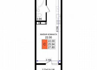 Продается квартира студия, 27.8 м2, Новороссийск